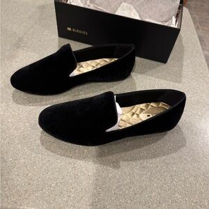 Birdies Black Flats Elegant Velvet Loafers